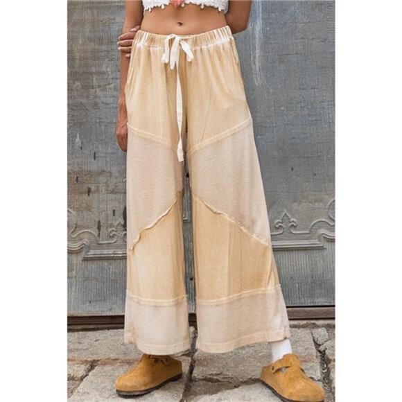 POL Elastic Waistband Wide Leg Pants with Drawstring - Picture 1 of 6